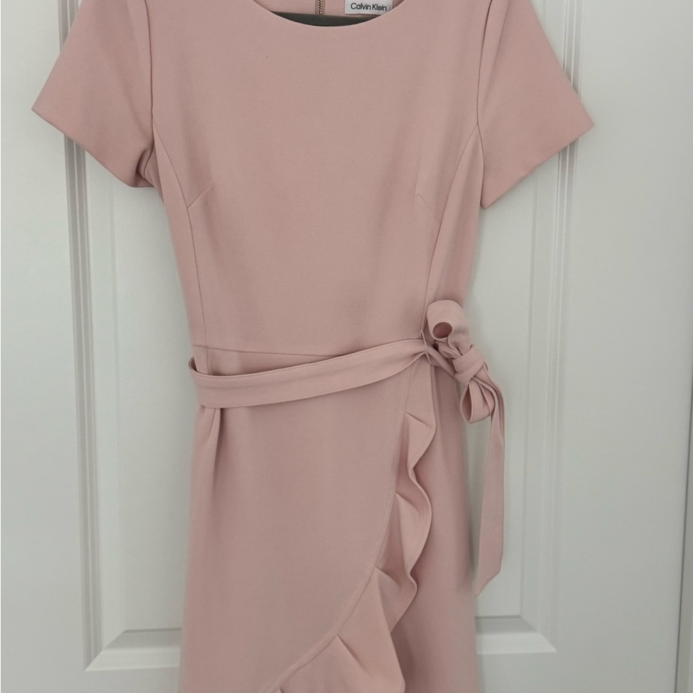 Calvin Klein Blush Midi Dress with Ruffle